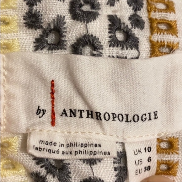 Anthro Linen Pants Eyelet Stripes - Picture 7 of 7